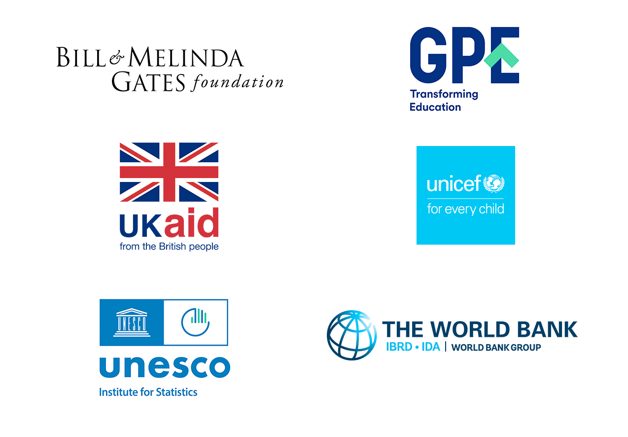 Bill & Melinda Gates Fondatiion, GPE, UKAID, UNICEF, UNESCO, The World Bank